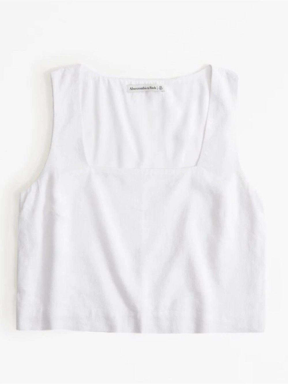 Abercrombie & Fitch Linen Blend Square Neck Sleeveless Cropped Top